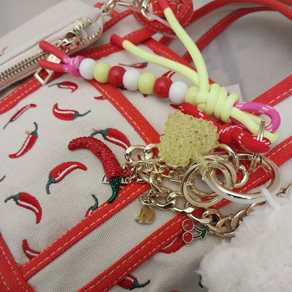 Madden Girl Chili Pepper Mini Tote Crossbody Bag with Charms and Keychain NWT - Picture 3 of 7